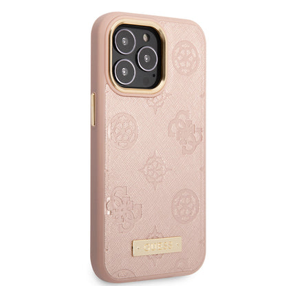 Apple iPhone 14 Pro Max Kılıf GUESS M-safe Şarj Özellikli PU Deri Metal Logolu Kapak