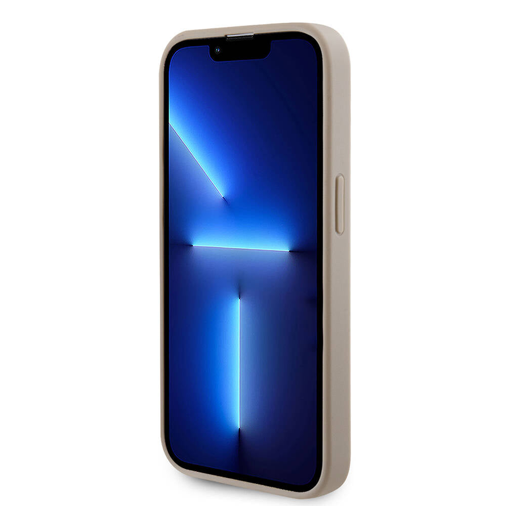 Apple iPhone 14 Pro Max Kılıf Guess Orjinal Lisanslı Deri 4G Metal Logo Strass Kapak Gold