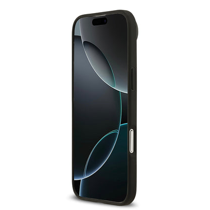 Apple iPhone 17 Air Kılıf Guess Orjinal Lisanslı M-safe Şarj Özellikli Taneli Çiçek Tasarımlı Metal Yazı Logolu Kapak Pembe