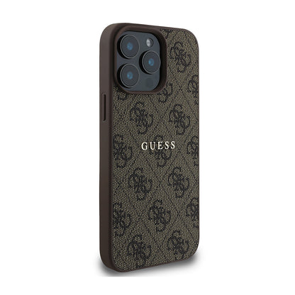 Apple iPhone 14 Pro Max Kılıf Guess Orjinal Lisanslı M-safe Şarj Özellikli 4G Desen Yazı Logolu Kapak Pembe