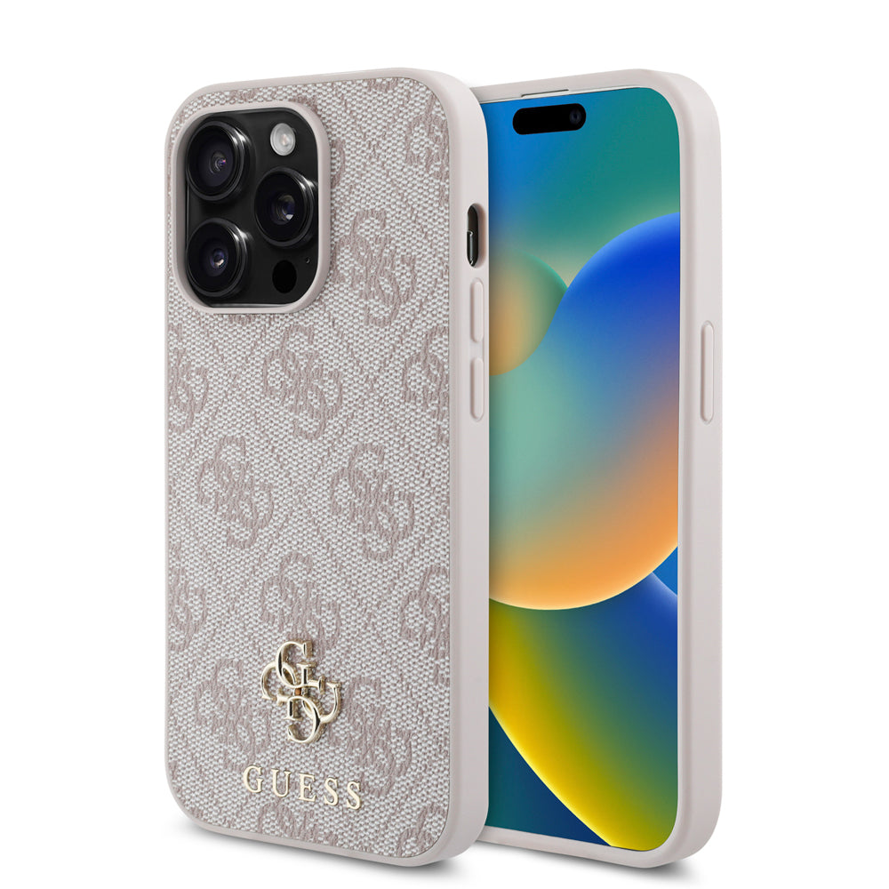 Apple iPhone 14 Pro Max Kılıf Guess Orjinal Lisanslı M-safe Şarj Özellikli Small 4G Classic Kapak Pembe