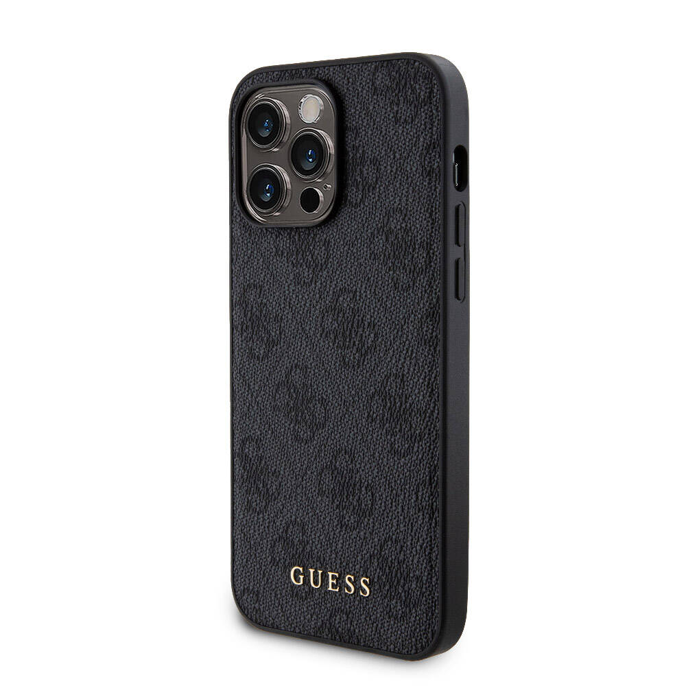 Apple iPhone 14 Pro Max Kılıf Guess Orjinal Lisanslı M-safe Şarj Özellikli Yazı Logolu 4G Desenli Kapak + Powerbank 5000mAh 2in1 Set Kahverengi