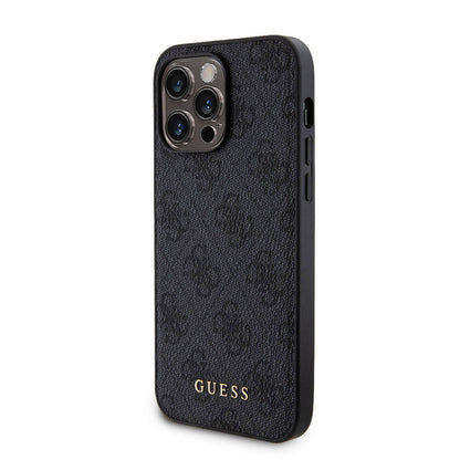 Apple iPhone 14 Pro Max Kılıf Guess Orjinal Lisanslı M-safe Şarj Özellikli Yazı Logolu 4G Desenli Kapak + Powerbank 5000mAh 2in1 Set Kahverengi