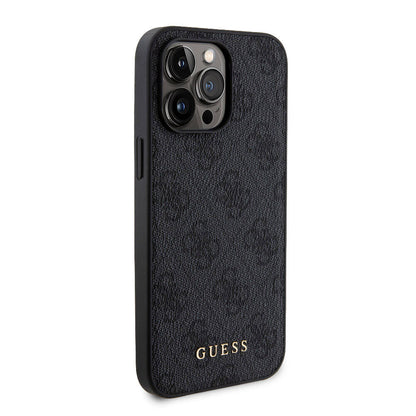 Apple iPhone 14 Pro Max Kılıf Guess Orjinal Lisanslı M-safe Şarj Özellikli Yazı Logolu 4G Desenli Kapak + Powerbank 5000mAh 2in1 Set Siyah