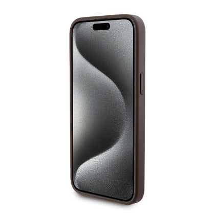 Apple iPhone 14 Pro Max Kılıf Guess Orjinal Lisanslı M-safe Şarj Özellikli Yazı Logolu 4G Desenli Kapak + Powerbank 5000mAh 2in1 Set Kahverengi