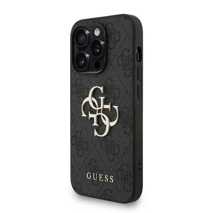 Apple iPhone 14 Pro Max Kılıf Guess Orjinal Lisanslı PU Deri Bilek Askı İpli Metal Büyük 4G ve Yazı Logolu Kapak Pembe