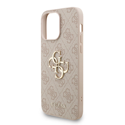 Apple iPhone 14 Pro Max Kılıf Guess Orjinal Lisanslı PU Deri Bilek Askı İpli Metal Büyük 4G ve Yazı Logolu Kapak Siyah