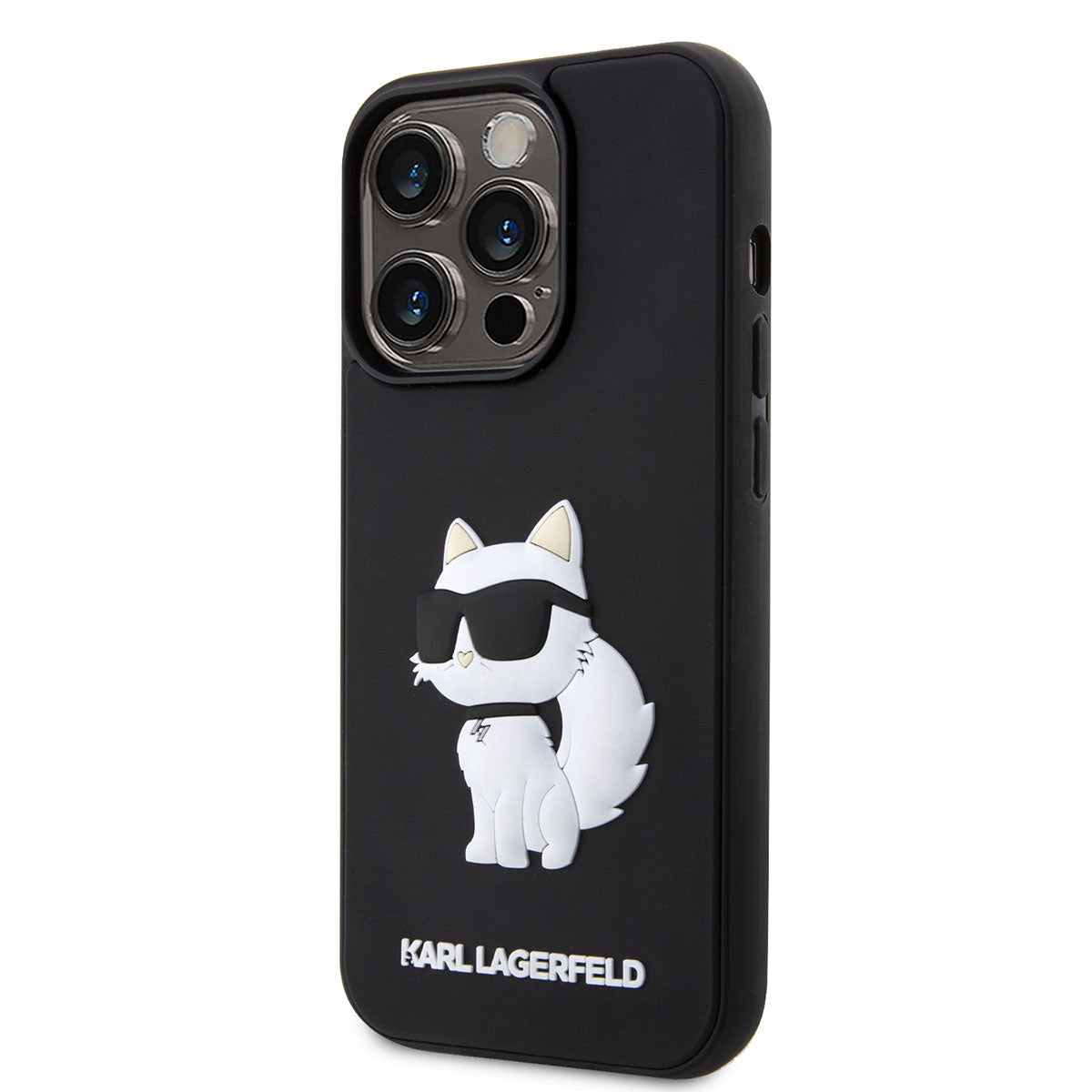 Apple iPhone 14 Pro Max Kılıf Karl Lagerfeld 3D Rubber Choupette Dizayn Kapak Siyah