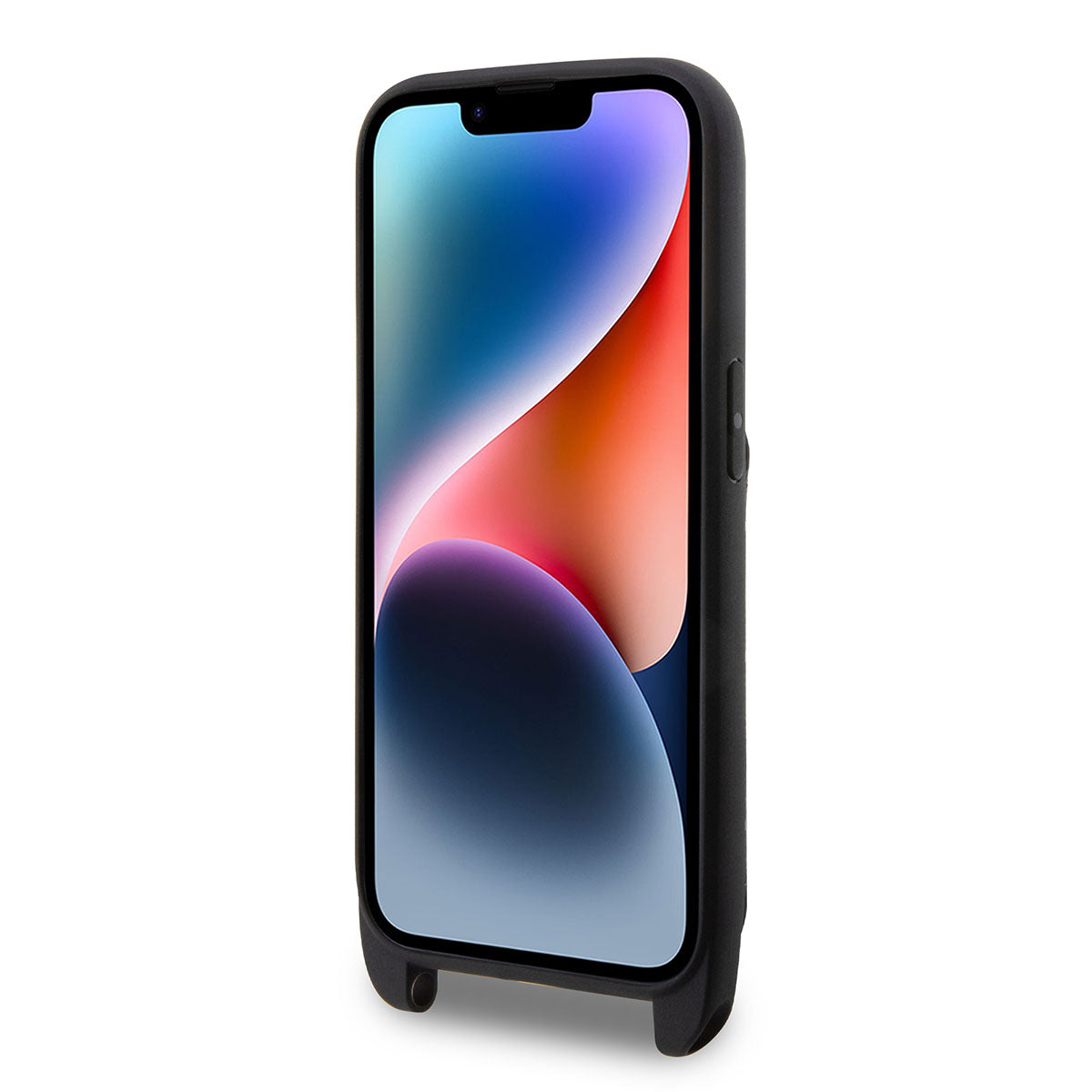 Apple iPhone 14 Pro Max Kılıf Karl Lagerfeld Boyun Askılı Kartlıklı Karl Dizayn Kapak Siyah