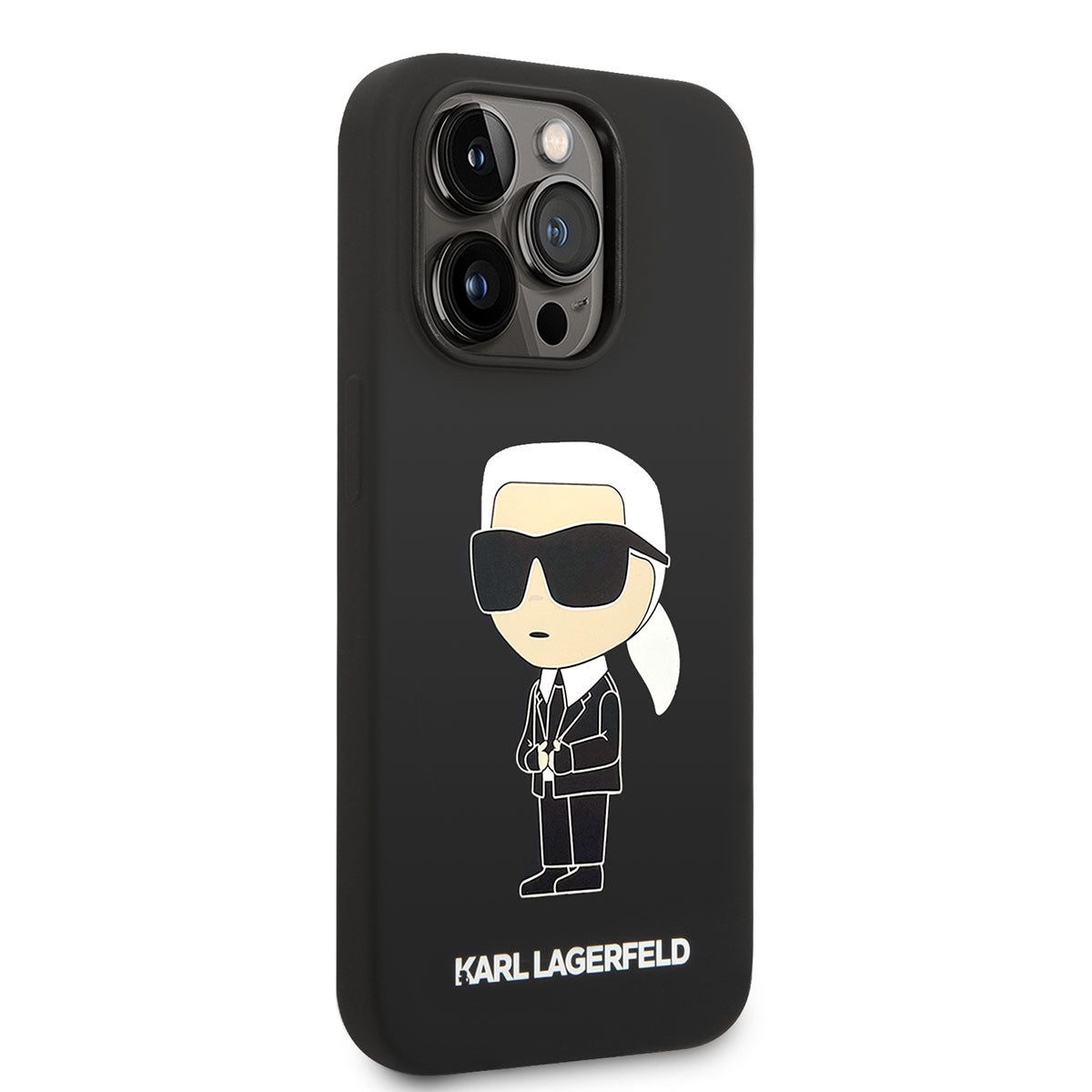 Apple iPhone 14 Pro Max Kılıf Karl Lagerfeld M-safe Şarj Özellikli Silikon Karl Dizayn Kapak Siyah
