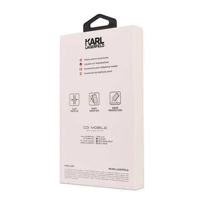 Apple iPhone 14 Pro Max Kılıf Karl Lagerfeld Orjinal Lisanslı 3D KL Yazılı Tüylü Arka Yüzey Saffiano Rhinestones Kapak Gold