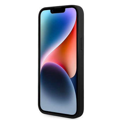 Apple iPhone 14 Pro Max Kılıf Karl Lagerfeld PU Suni Deri Şerit Dizayn Kapak Gri