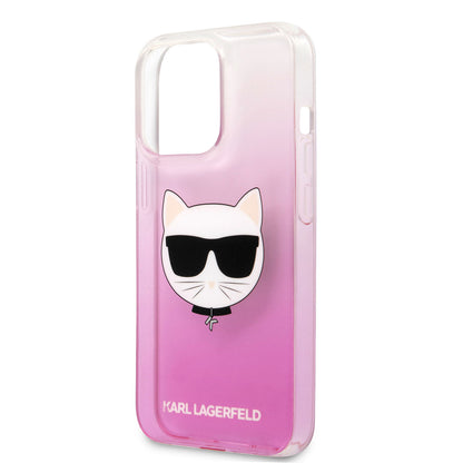 Apple iPhone 14 Pro Max Kılıf Karl Lagerfeld Sert TPU Choupette Dizayn Kapak Pembe