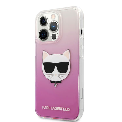 Apple iPhone 14 Pro Max Kılıf Karl Lagerfeld Sert TPU Choupette Dizayn Kapak Pembe