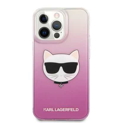 Apple iPhone 14 Pro Max Kılıf Karl Lagerfeld Sert TPU Choupette Dizayn Kapak Pembe