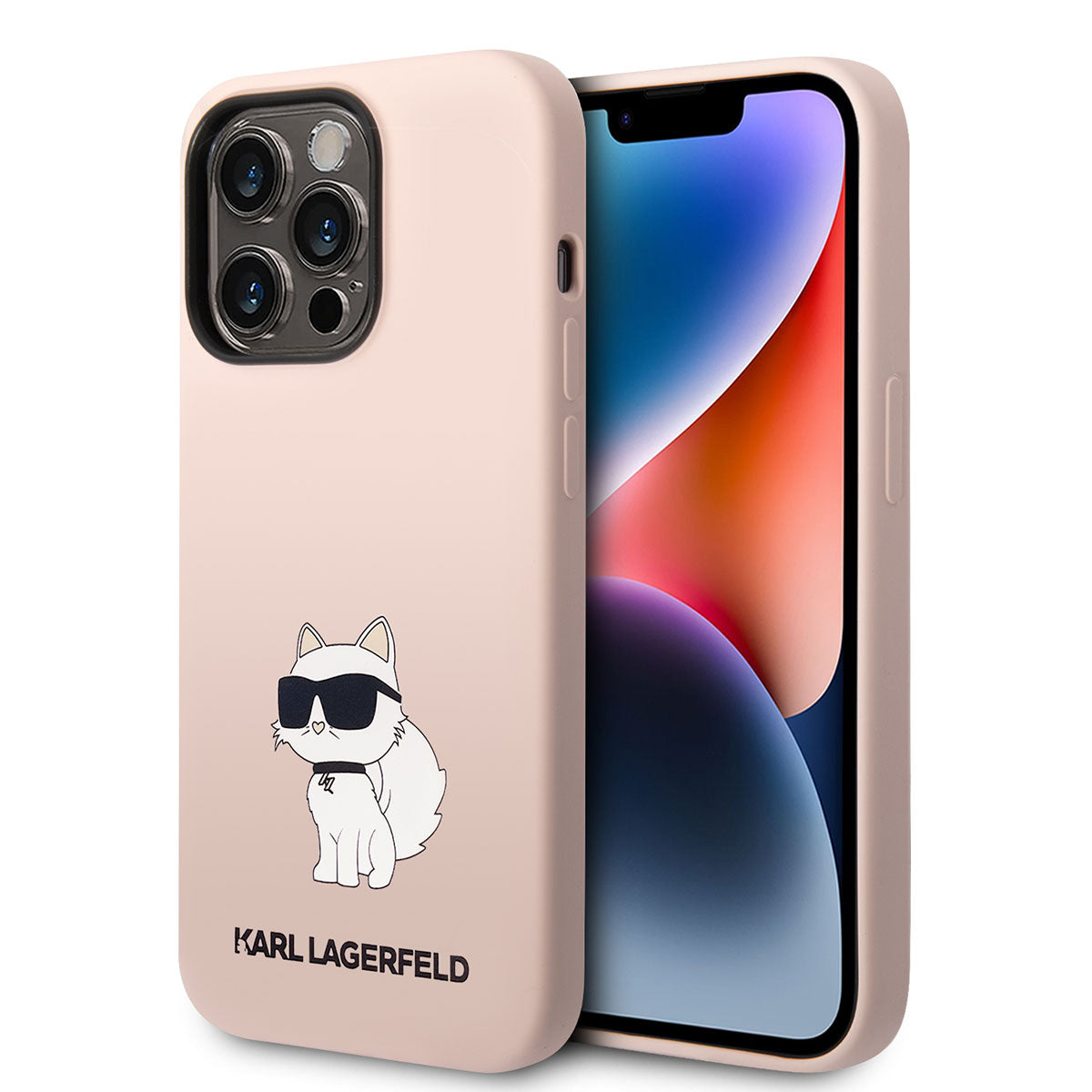 Apple iPhone 14 Pro Max Kılıf Karl Lagerfeld Silikon Choupette Dizayn Kapak Pembe