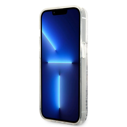 Apple iPhone 14 Pro Max Kılıf Karl Lagerfeld Sıvılı Simli Choupette Head Dizayn Kapak Siyah