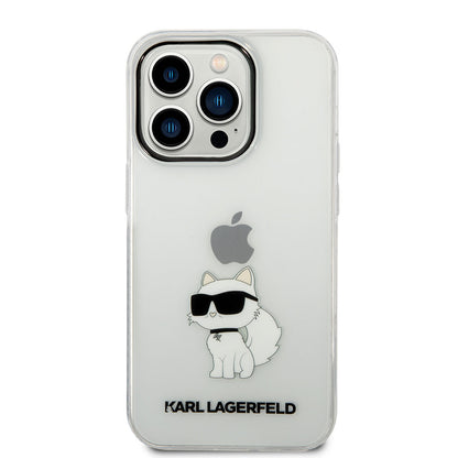 Apple iPhone 14 Pro Max Kılıf Karl Lagerfeld Transparan Choupette Dizayn Kapak Renksiz