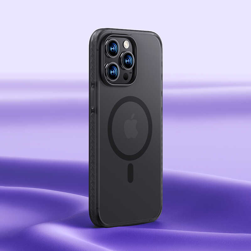 Apple iPhone 14 Pro Max Kılıf Kenarları Silikon Airbagli Mat Arka Yüzey Benks Icesand Kapak Mor