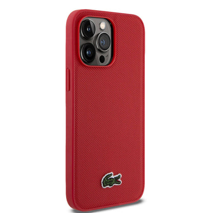 Apple iPhone 14 Pro Max Kılıf Lacoste Orjinal Lisanslı PU Pike Desenli Arka Yüzey İkonik Timsah Dokuma Logolu Kapak Lacivert