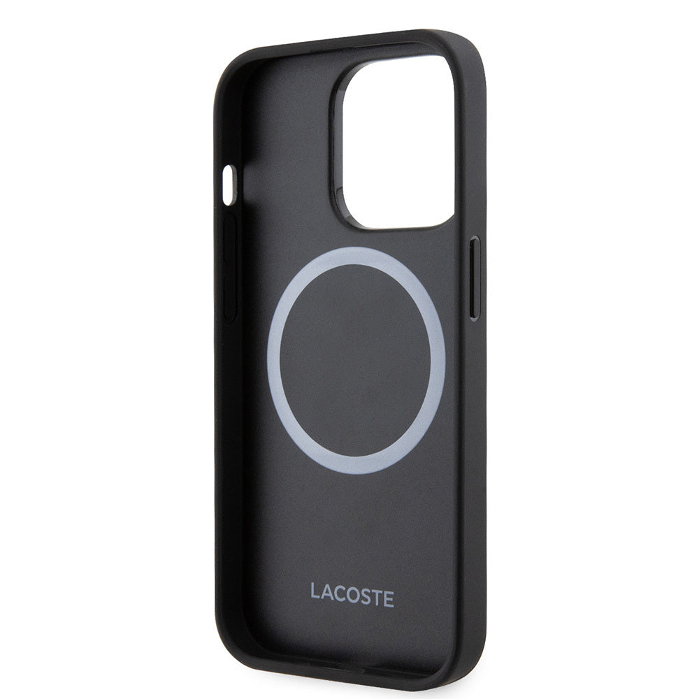 Apple iPhone 14 Pro Max Kılıf Lacoste Orjinal Lisanslı PU Pike Desenli Arka Yüzey İkonik Timsah Dokuma Logolu Kapak Yeşil