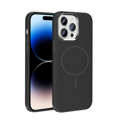 Apple iPhone 14 Pro Max Kılıf M-Safe Şarj Özellikli Metal Kamera Çerçeveli Zore Edi Silikon Kapak