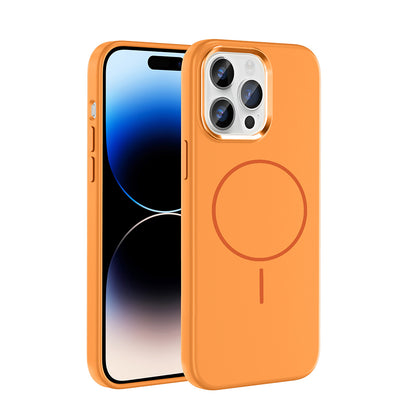 Apple iPhone 14 Pro Max Kılıf M-Safe Şarj Özellikli Metal Kamera Çerçeveli Zore Edi Silikon Kapak