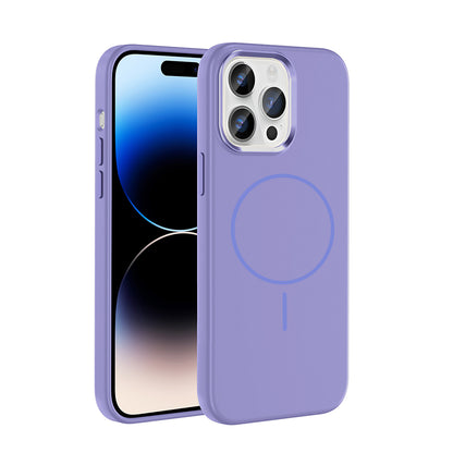 Apple iPhone 14 Pro Max Kılıf M-Safe Şarj Özellikli Metal Kamera Çerçeveli Zore Edi Silikon Kapak