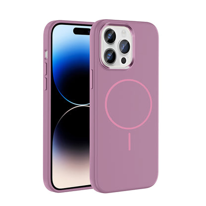 Apple iPhone 14 Pro Max Kılıf M-Safe Şarj Özellikli Metal Kamera Çerçeveli Zore Edi Silikon Kapak