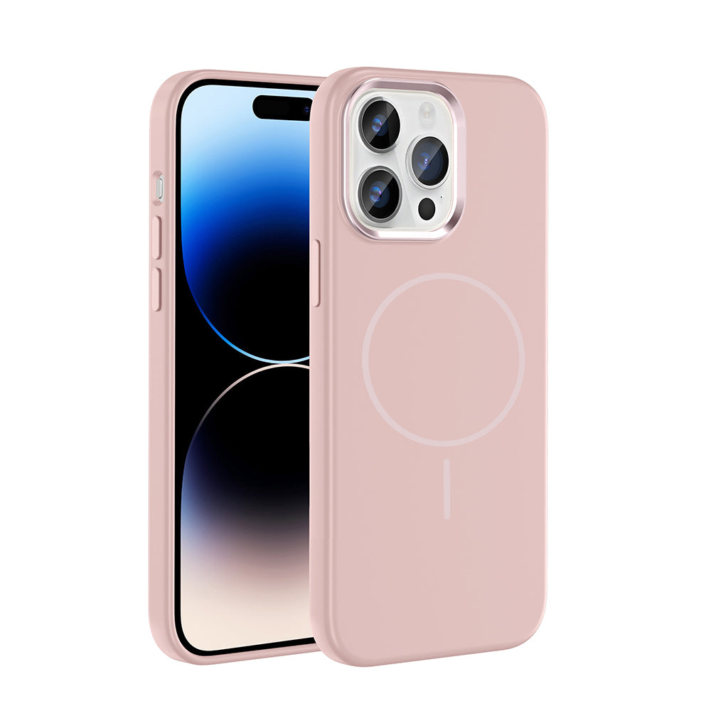 Apple iPhone 14 Pro Max Kılıf M-Safe Şarj Özellikli Metal Kamera Çerçeveli Zore Edi Silikon Kapak