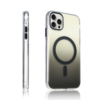 Apple iPhone 14 Pro Max Kılıf M-safe Şarj Özellikli Transparan Renk Geçişli Zore Toros Kapak Siyah