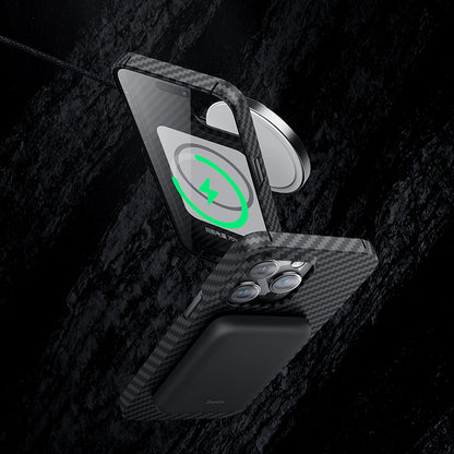 Apple iPhone 14 Pro Max Kılıf M-safe Özellikli Karbon Fiber Benks Essential Kevlar Kapak Siyah