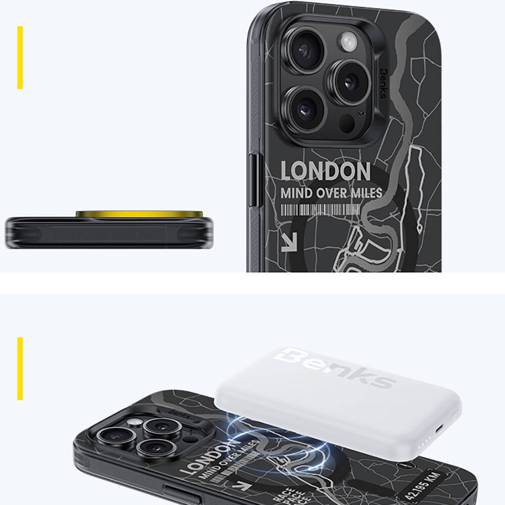 Apple iPhone 14 Pro Max Kılıf M-safe Şarj Özellikli Benks City Serisi Kapak Siyah