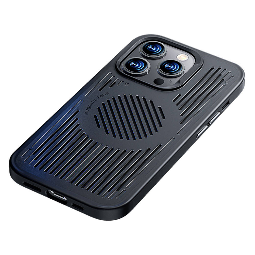 Apple iPhone 14 Pro Max Kılıf M-safe Şarj Özellikli Düşme Dirençli Soğutucu Benks Biliz Kapak Siyah