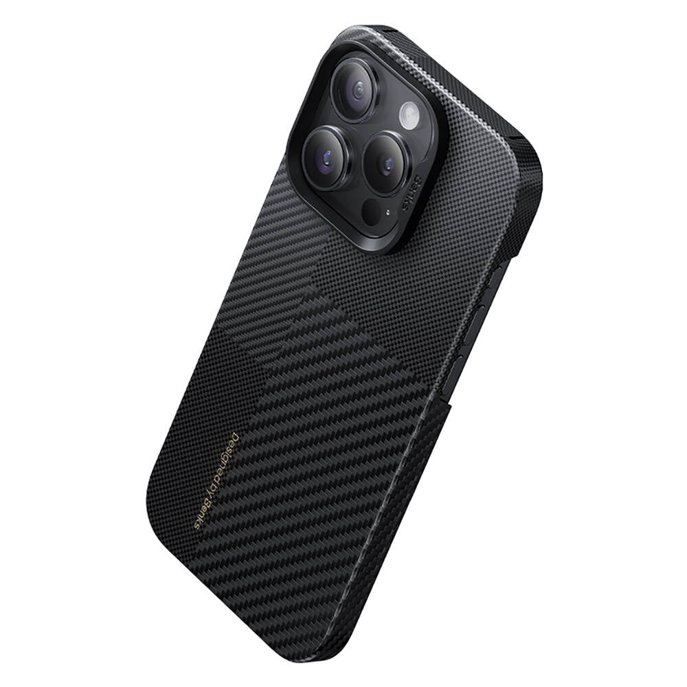 Apple iPhone 14 Pro Max Kılıf M-safe Şarj Özellikli Karbon Fiber Benks Montage ArmorAir Kevlar Kapak Siyah