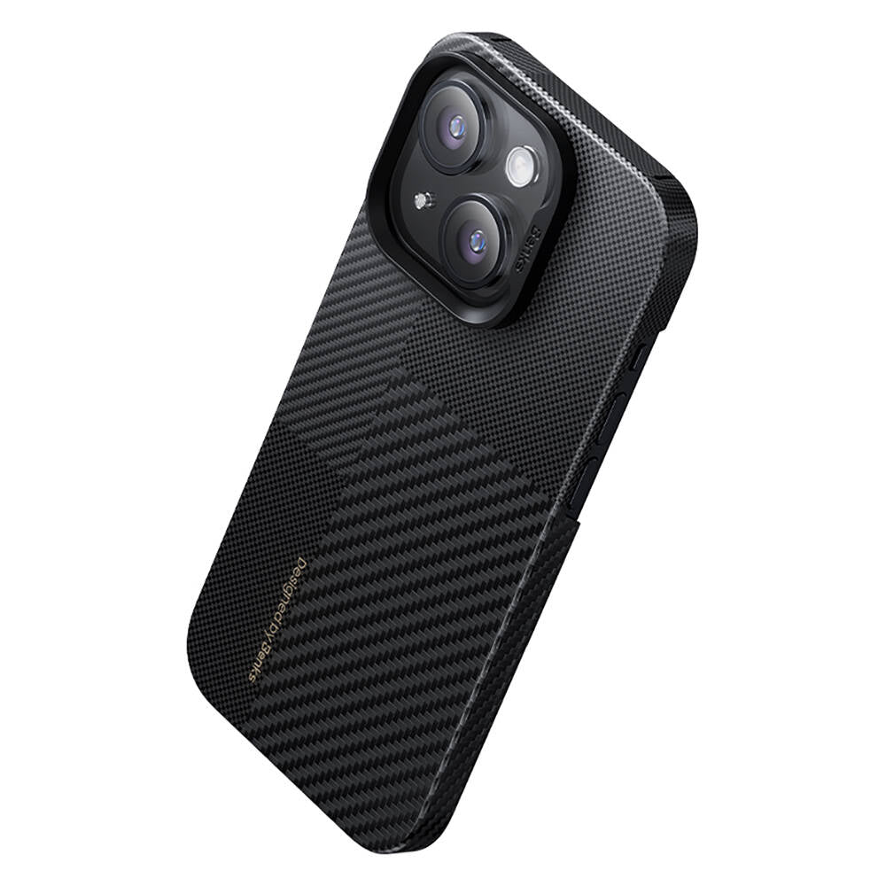 Apple iPhone 14 Pro Max Kılıf M-safe Şarj Özellikli Karbon Fiber Benks Montage ArmorAir Kevlar Kapak Siyah