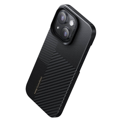 Apple iPhone 14 Pro Max Kılıf M-safe Şarj Özellikli Karbon Fiber Benks Montage ArmorAir Kevlar Kapak Siyah