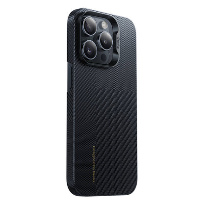 Apple iPhone 14 Pro Max Kılıf M-safe Şarj Özellikli Karbon Fiber Benks Montage ArmorAir Kevlar Kapak Siyah