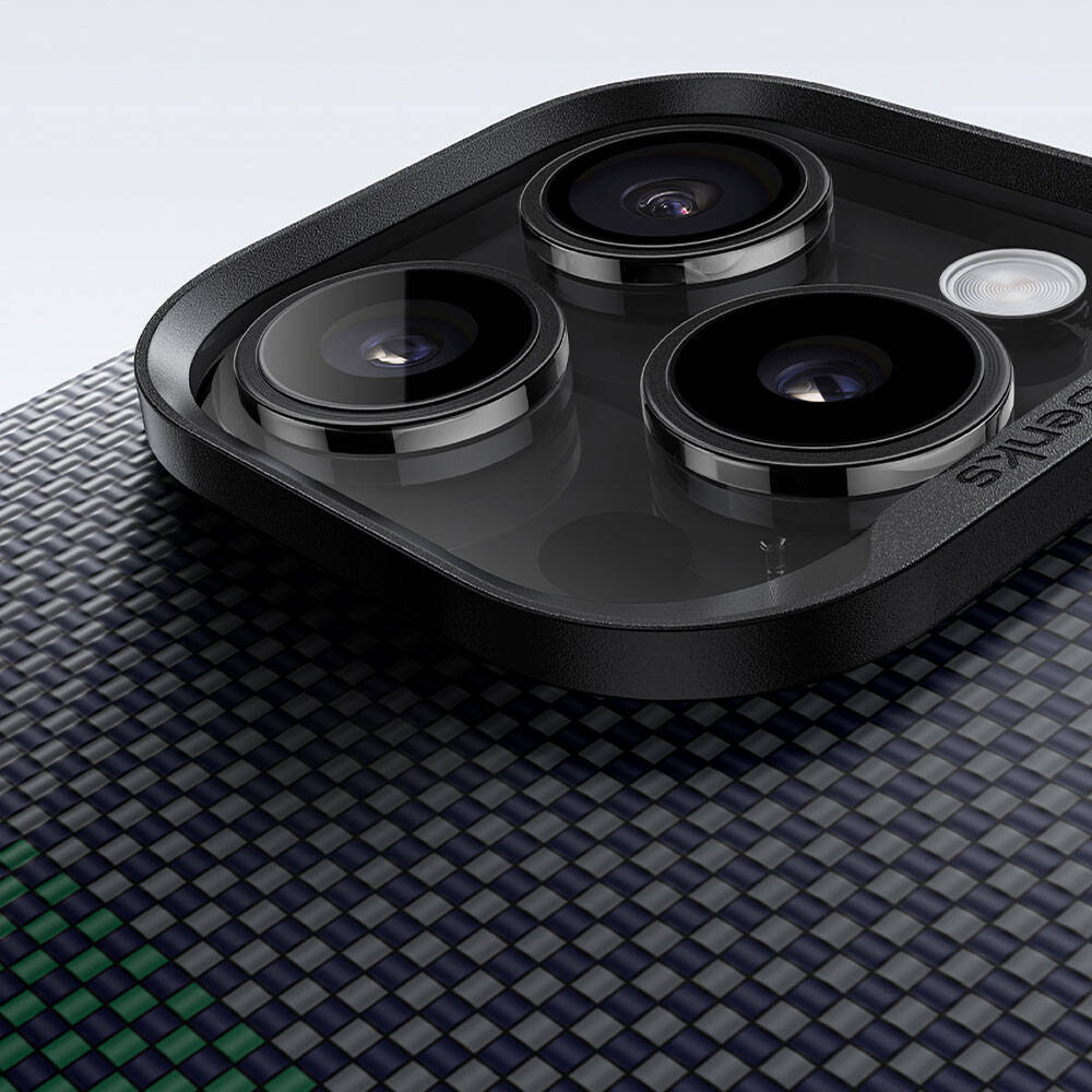 Apple iPhone 14 Pro Max Kılıf M-safe Şarj Özellikli Karbon Fiber Tasarımlı Benks Aurora ArmorAir Kevlar Kapak Siyah