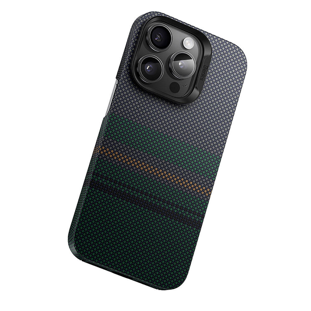 Apple iPhone 14 Pro Max Kılıf M-safe Şarj Özellikli Karbon Fiber Tasarımlı Benks Aurora ArmorAir Kevlar Kapak Siyah