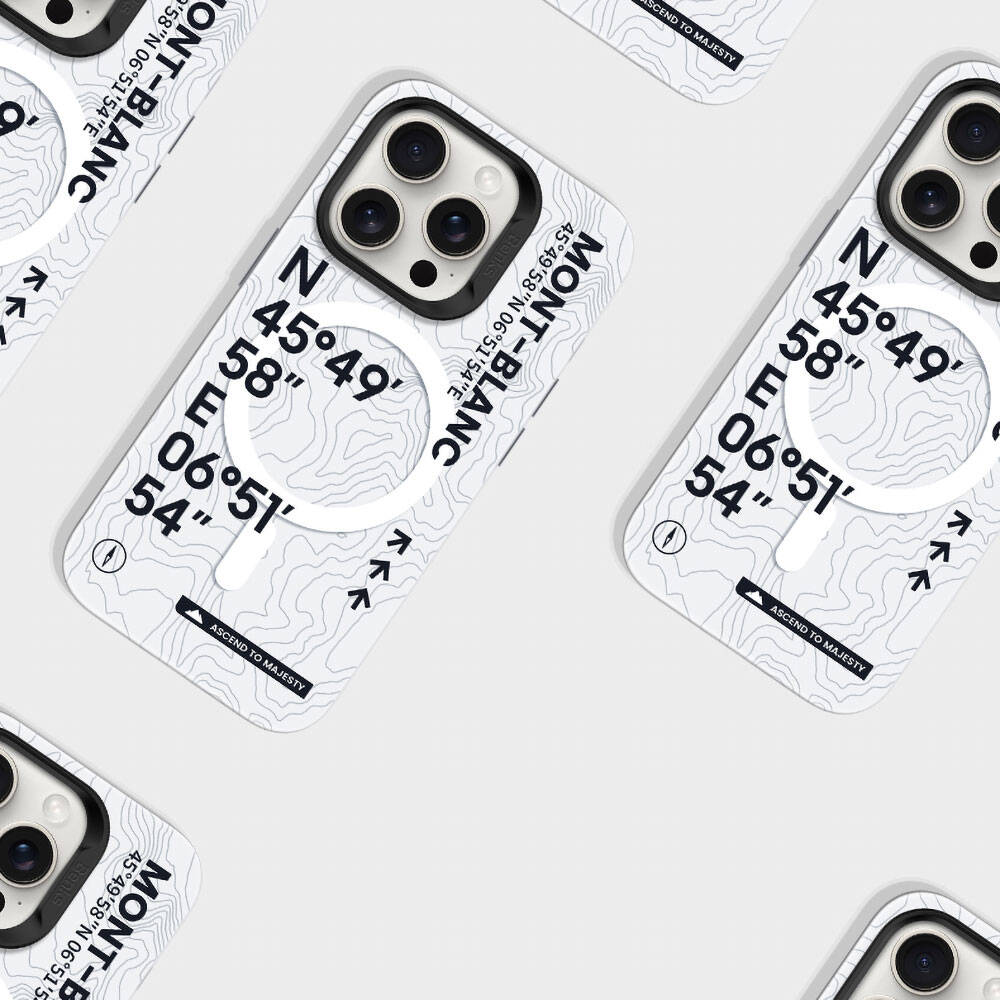 Apple iPhone 14 Pro Max Kılıf M-safe Şarj Özellikli Koordinat Yazı Desenli Benks Summit Serisi Kapak Beyaz