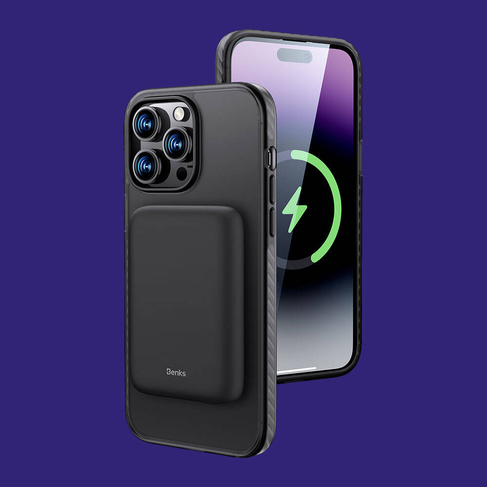 Apple iPhone 14 Pro Max Kılıf M-safe Şarj Özellikli Mat Arka Yüzey Benks Drop Resistance Kapak Beyaz