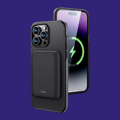 Apple iPhone 14 Pro Max Kılıf M-safe Şarj Özellikli Mat Arka Yüzey Benks Drop Resistance Kapak Beyaz