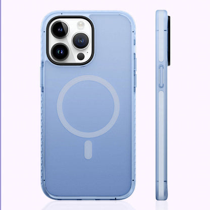 Apple iPhone 14 Pro Max Kılıf M-safe Şarj Özellikli Mat Arka Yüzey Benks Drop Resistance Kapak Mavi