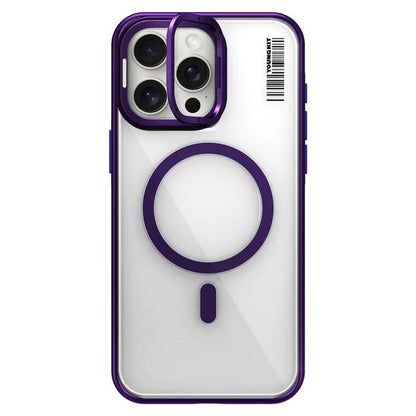 Apple iPhone 14 Pro Max Kılıf M-safe Şarj Özellikli Sararma Önleyici Youngkit Crystal Grid Kapak Mor