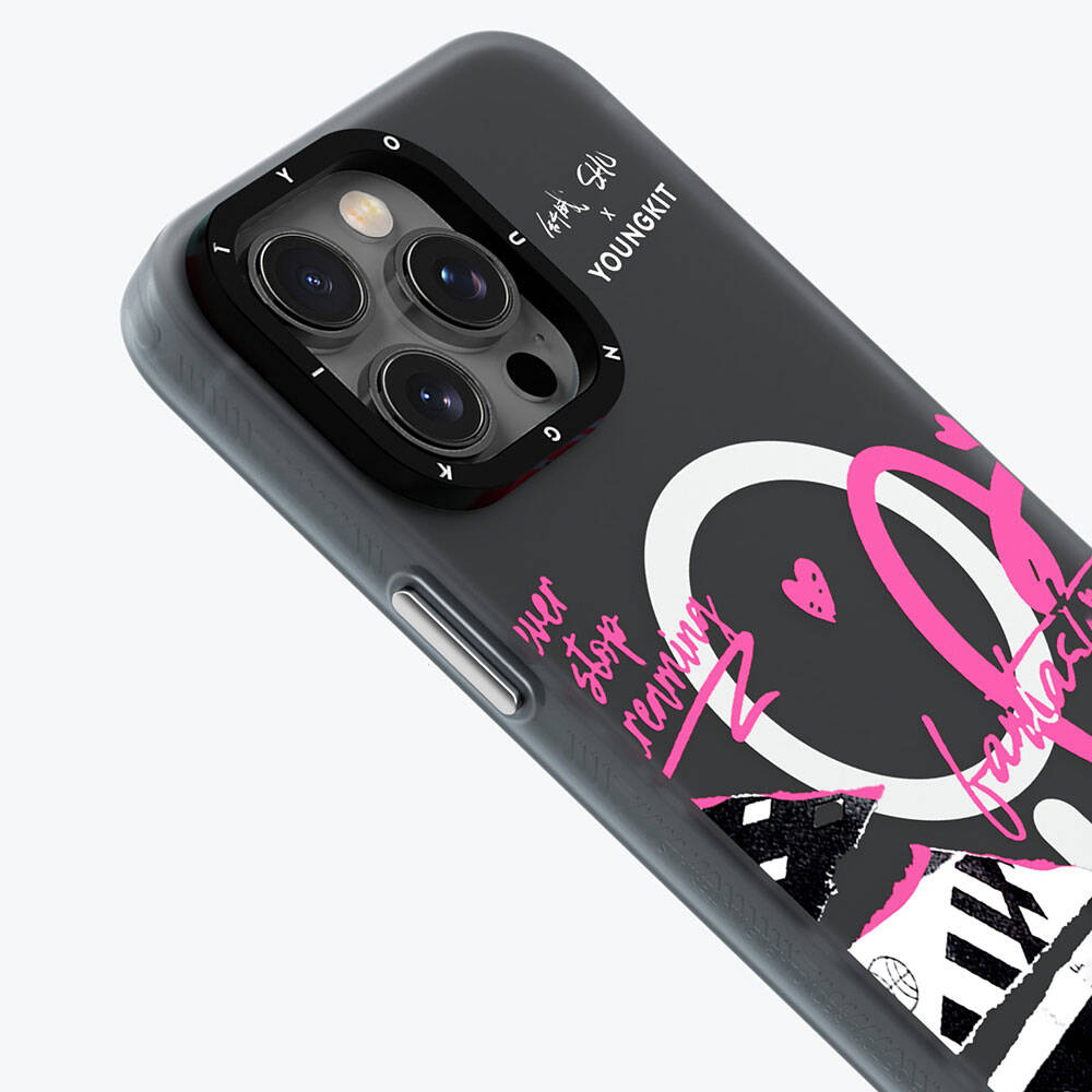 Apple iPhone 14 Pro Max Kılıf M-safe Şarj Özellikli Shu Tasarımlı Youngkit Dreamland Serisi Kapak Pembe