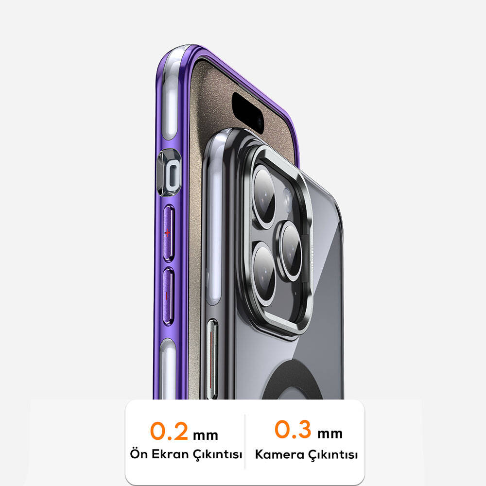 Apple iPhone 14 Pro Max Kılıf M-safe Şarj Özellikli Wlons Standlı Efsane Kapak Gold