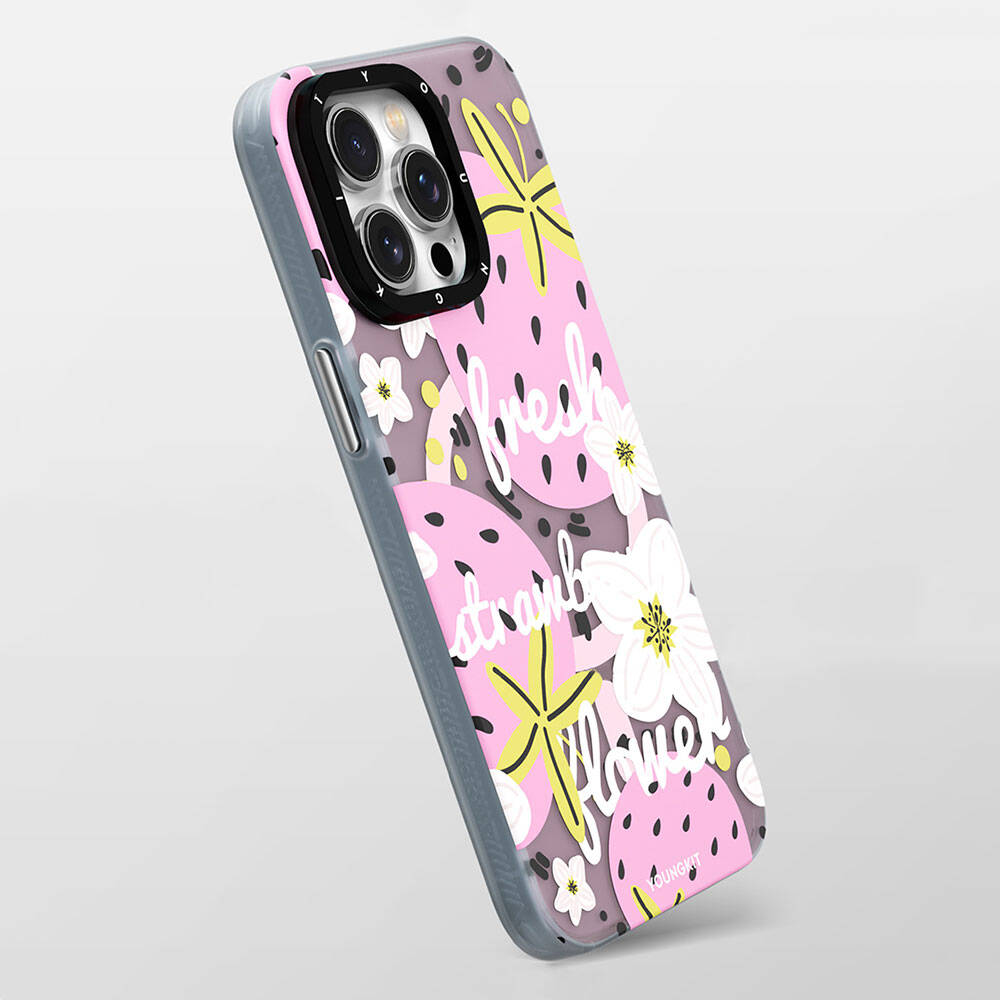 Apple iPhone 14 Pro Max Kılıf M-safe Şarj Özellikli Yaz Meyvesi Desenli Youngkit Fruity Flavour Serisi Kapak Yeşil