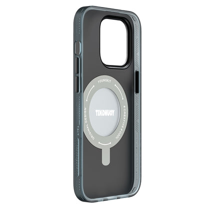 Apple iPhone 14 Pro Max Kılıf M-safe Şarj Özellikli Youngkit 360° Standlı Technology Serisi Kapak Mavi