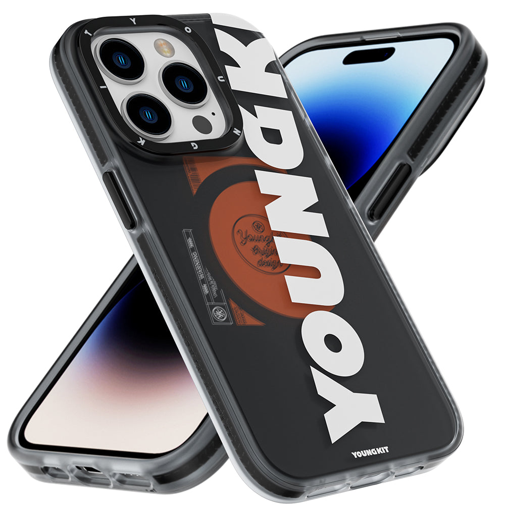 Apple iPhone 14 Pro Max Kılıf M-safe Şarj Özellikli Youngkit Binfen Serisi Yazı Temalı Kapak Mor